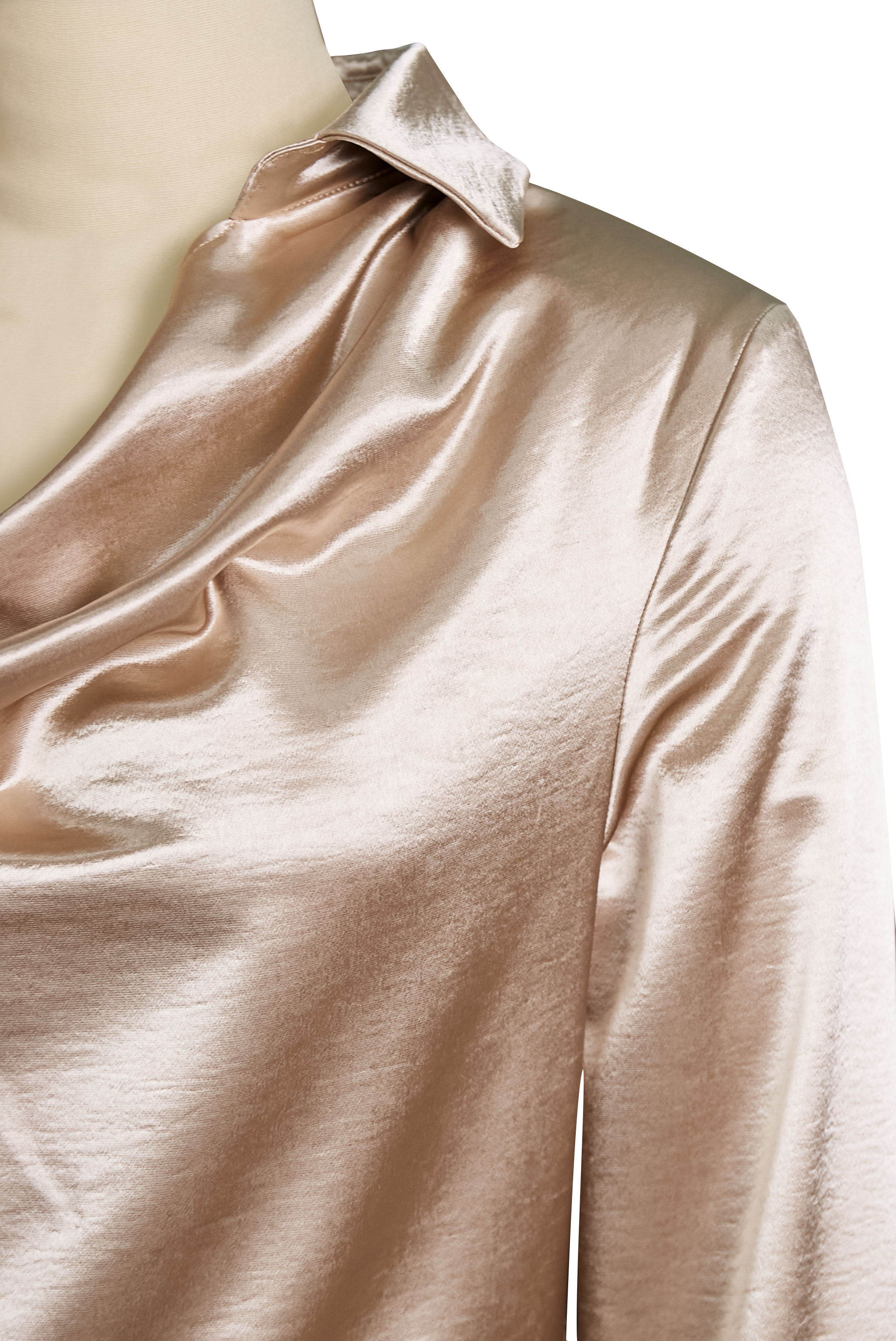 Blouse élégante en satin blanc avec encolure drapée