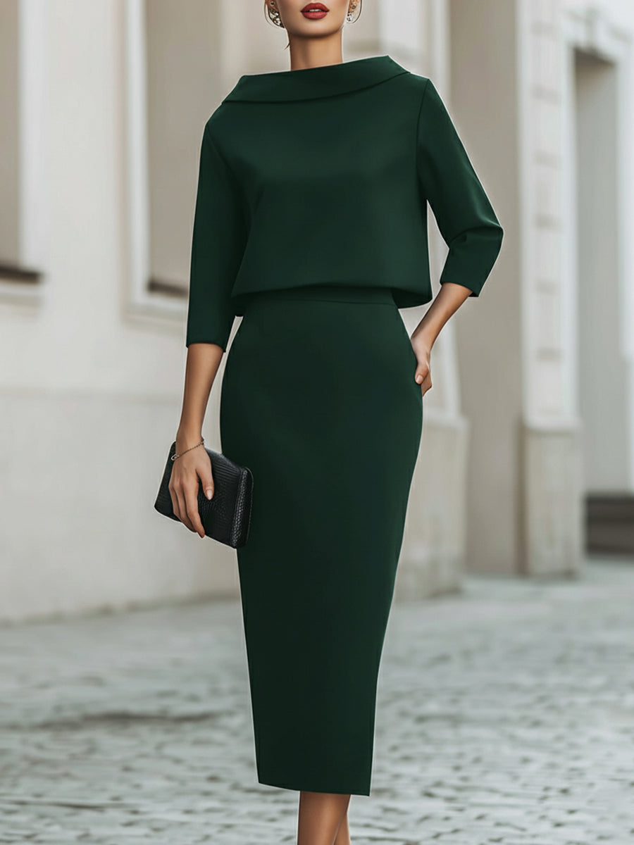 Ensemble avec top à col bateau et jupe midi