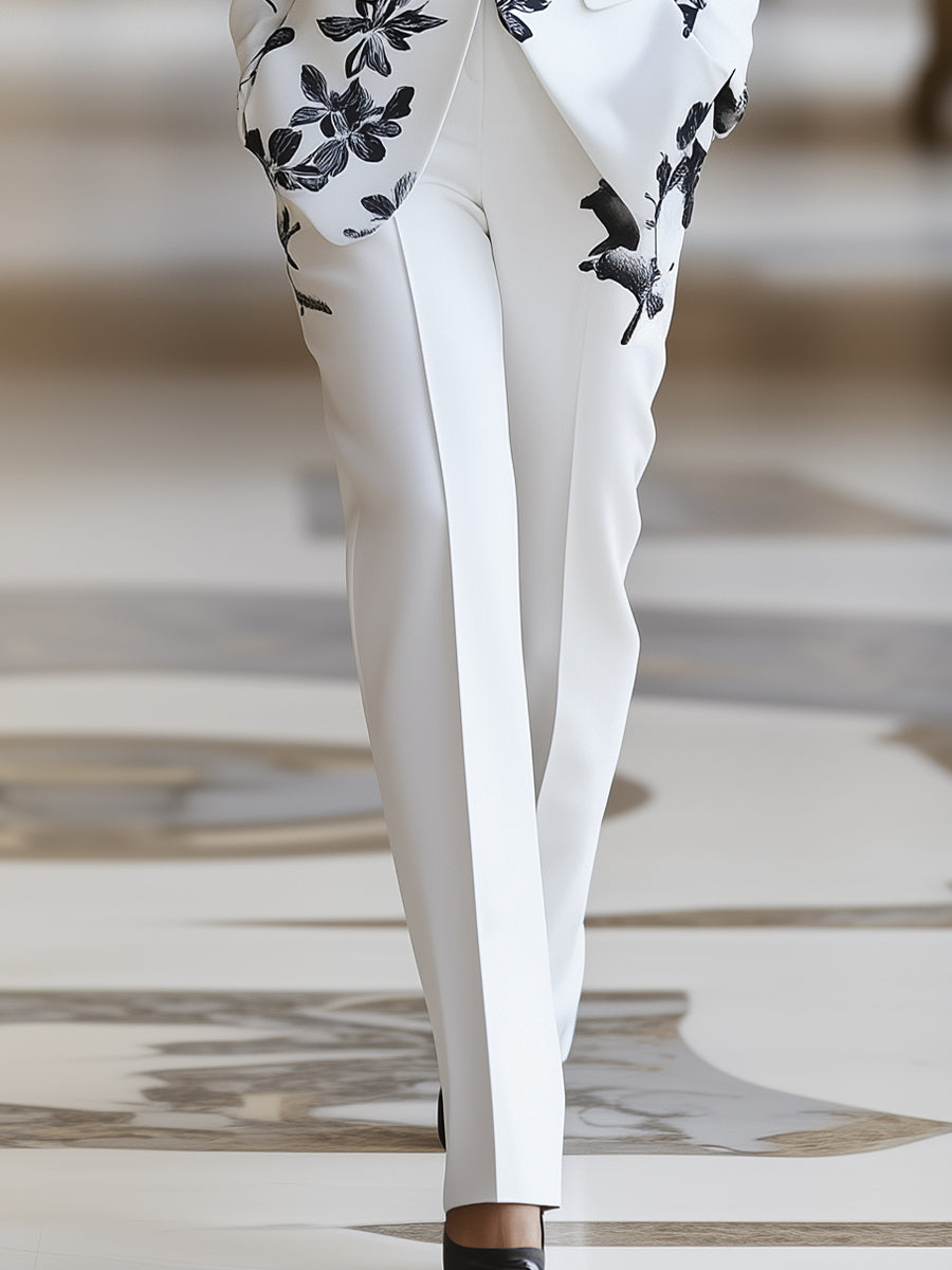 Ensemble tailleur à imprimé floral blanc