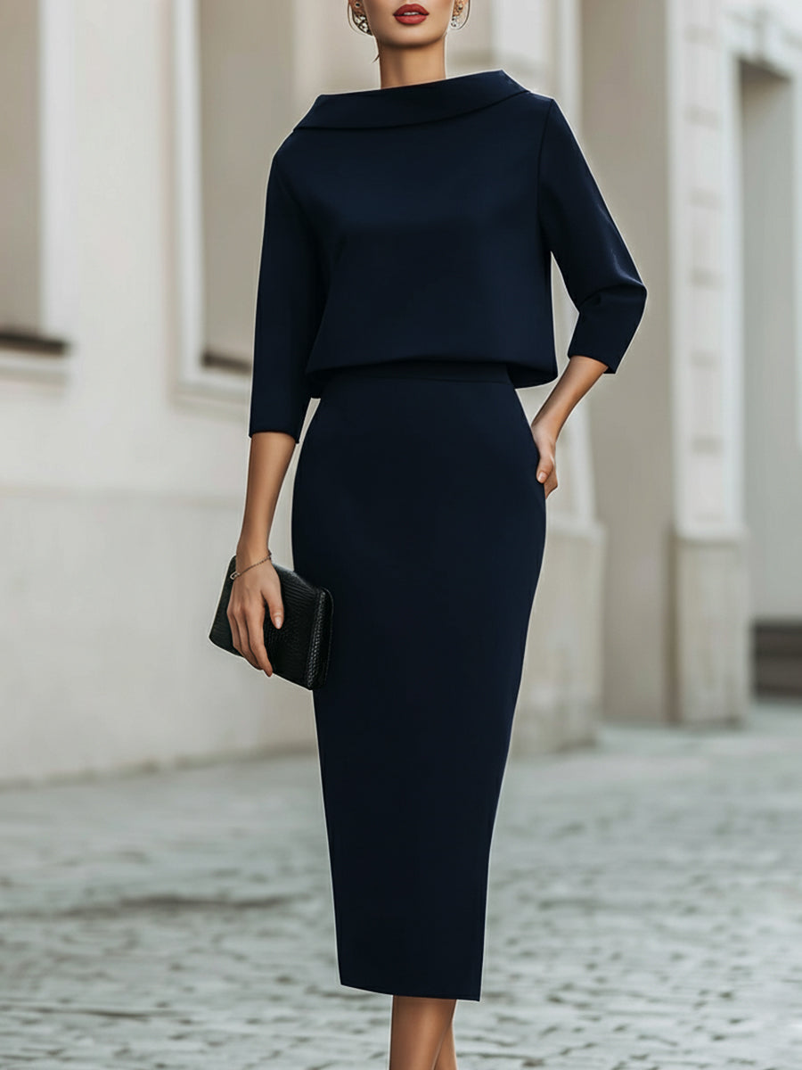 Ensemble avec top à col bateau et jupe midi